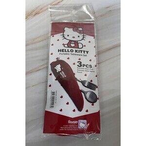 3Pcs Sanrio Hello Kitty  Portable Tableware Set Stainless Steel Spoon Fork $29
